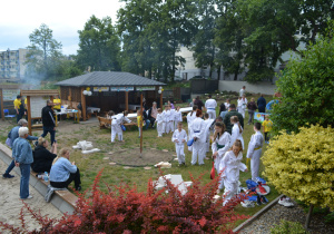 Pokaz taekwondo podczas spartakiady i zabawy w ogrodzie przedszkolnym