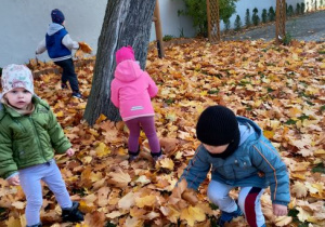 Dzieci bawią się w ogrodzie