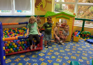 Grupa dzieci na sali zabaw